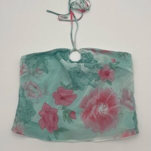 princess polly floral Halter Top with Pink and Green Design